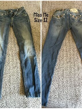 Miss Me Blue Skinny Jeans with Embellished Back Pockets
